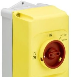 ABB Starters IB132-Y - Enclosure, Red/Ylw, IP65,Padlockable Handle (IB132-Y)