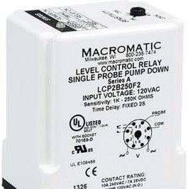 Macromatic Relays LCP2B250F2 - LEVEL CONTROL RELAY, 120V, 2S SINGLE PROBE (LCP2B250F2)