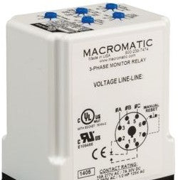 Macromatic Protection Relays PMP575 - Phase Monitor Relay, 575VAC, Phase Loss, Reversal (PMP575)