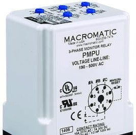 Macromatic Protection Relays PMPU - Phase Monitor Relay, 190-500VAC, Phase Loss (PMPU)