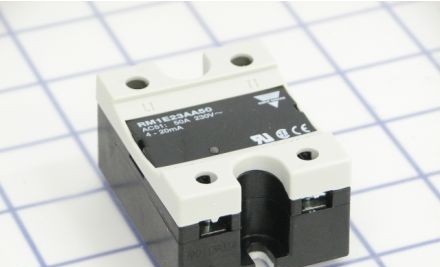 Carlo Gavazzi Relays RM1E23AA50 - Solid State Relay, 1-P, 50A, 240VAC, 4-20mADC (RM1E23AA50)