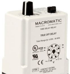 Macromatic Relays TR-60622 - True Off Delay Timer, 120VAC/DC, DPDT 10A (TR-60622)
