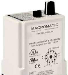 Macromatic Relays TR-6172U - Single Shot Timer, 24-240AC/12-125DC DPDT 10A (TR-6172U)
