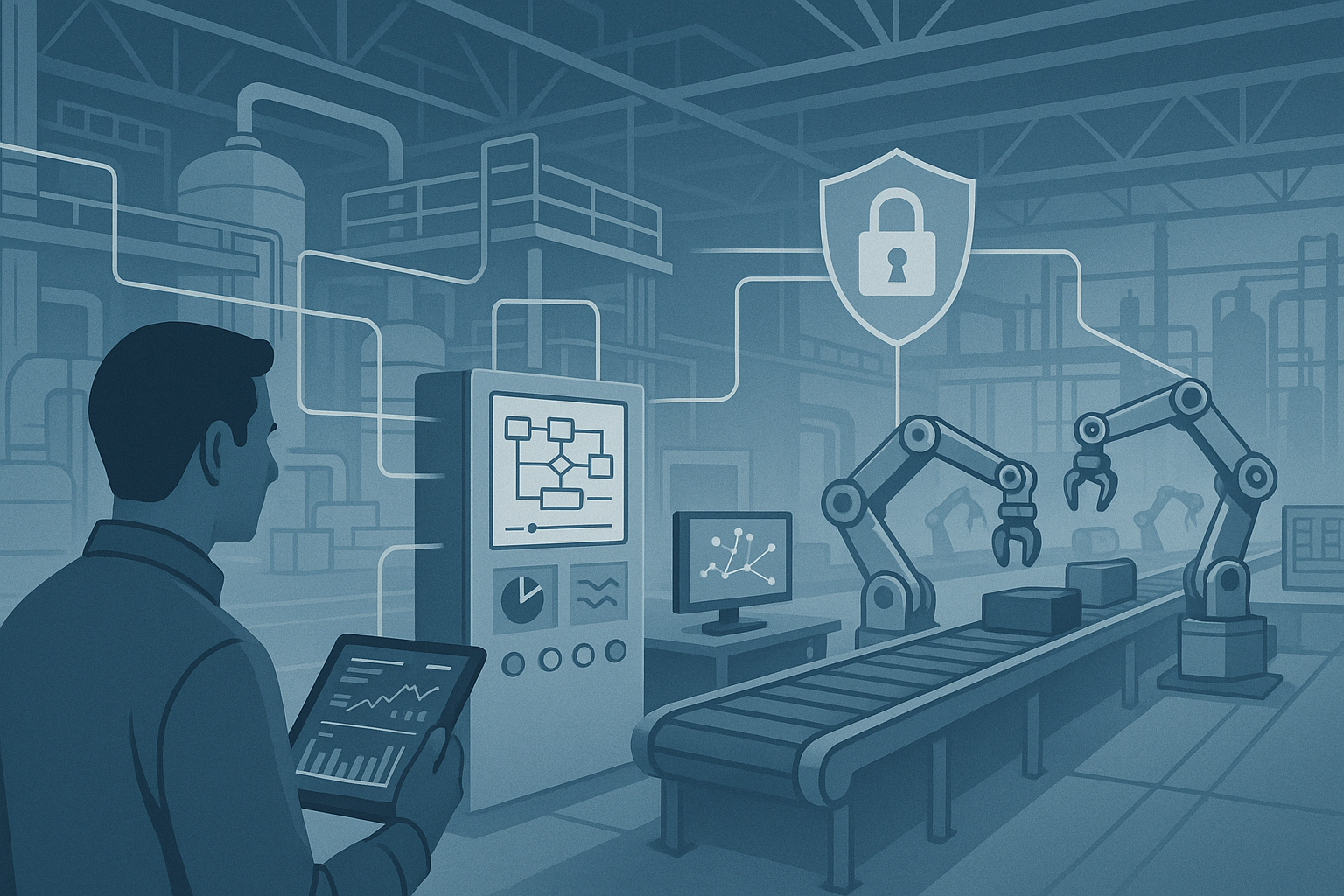 Industrial editorial illustration for From Pilot to Plant Scale: 4 Industrial AI Gaps to Close First.