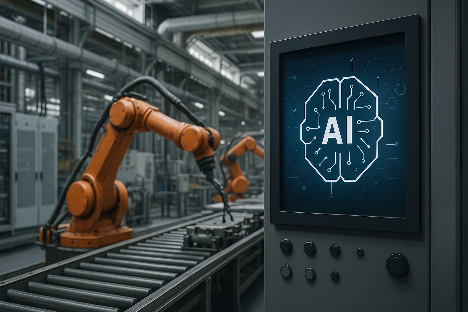 Industrial editorial illustration for Industrial AI Without Rip-and-Replace: Where Existing Plants Should Start.