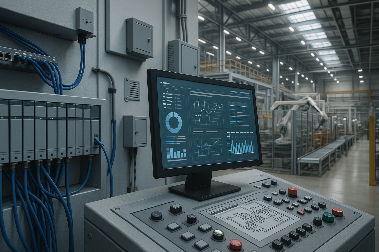 Industrial editorial illustration for Making Legacy Automation AI-Ready Without Disrupting Production.