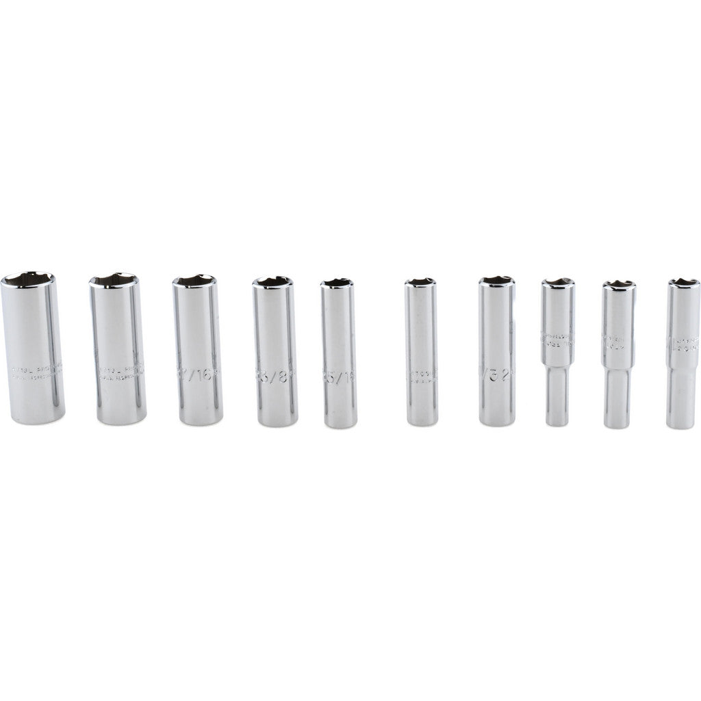 Proto J47102 Proto Socket Set: Deep, 10 Pc, 1/4" Drive, 3/16 to 9/16" (J47102)