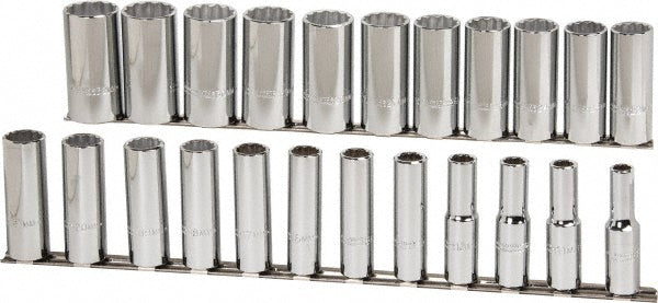Proto J54201 Proto Socket Set: Deep, 23 Pc, 1/2" Drive, 10.00 to 32.00 mm (J54201)