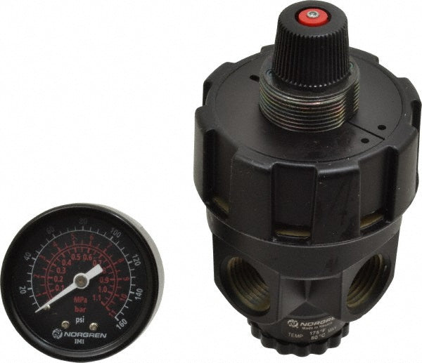 Norgren R24-400-RGLA Norgren Compressed Air Regulator: 1/2" NPT, 300 Max psi, Hi-Flow (R24-400-RGLA)