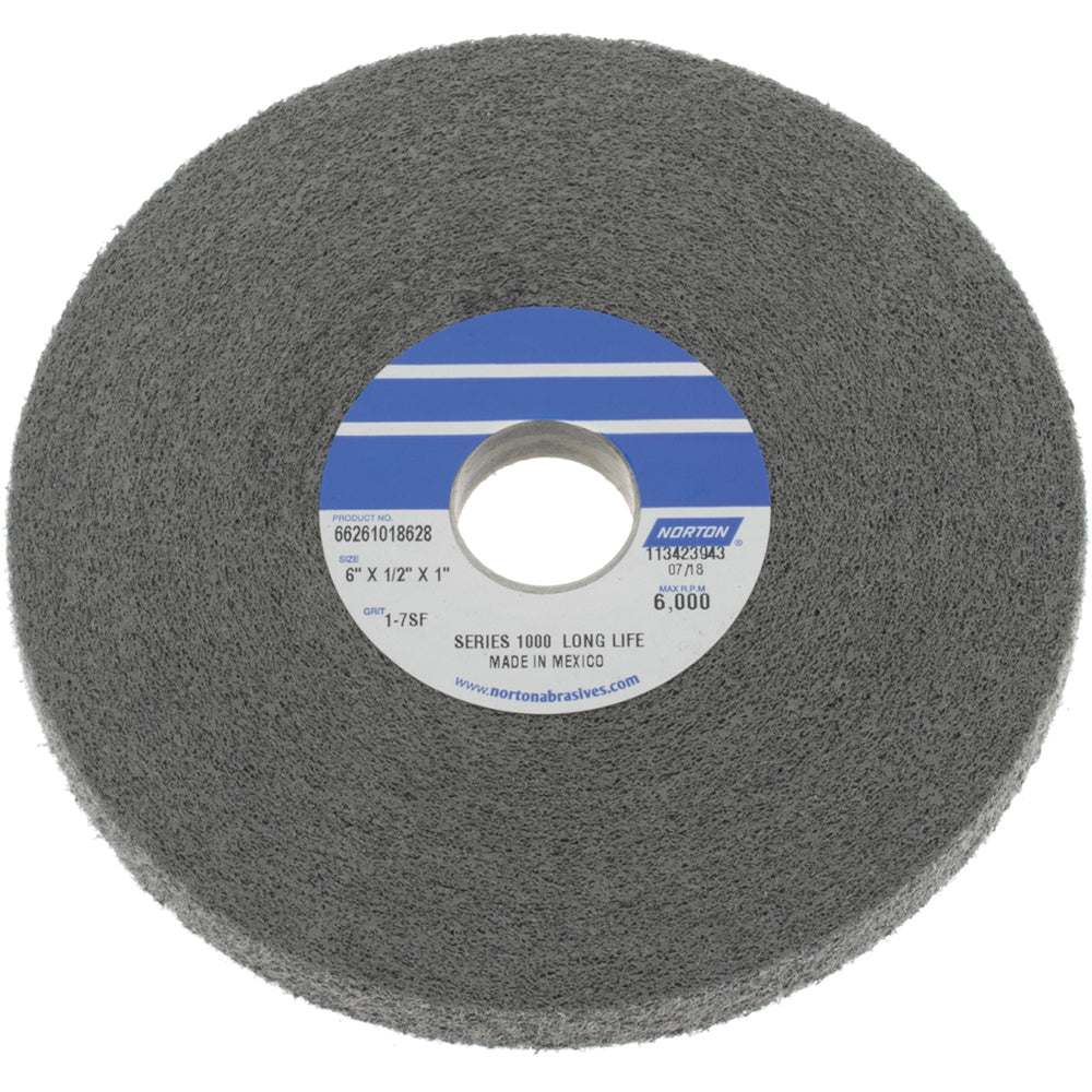 Norton 66261018628 Norton Deburring Wheel: 6" Dia, 1/2" Face Width, 1" Hole, 7 (66261018628)