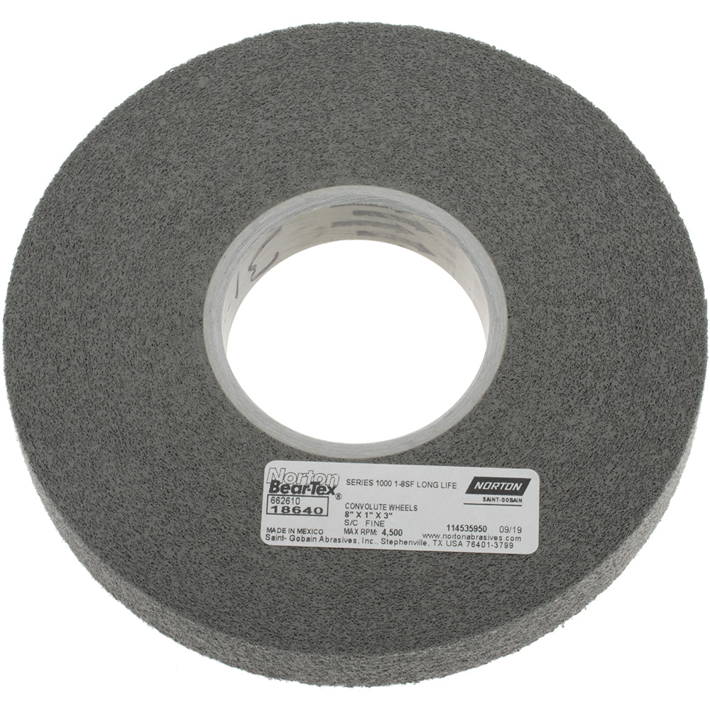 Norton 66261018640 Norton Deburring Wheel: 8" Dia, 1" Face Width, 3" Hole, 8 Density (66261018640)