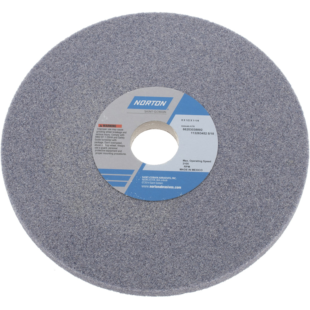 Norton 66253038892 Norton Surface Grinding Wheel: 8" Dia, 1/2" Thick, 1-1/4" Arbor (66253038892)
