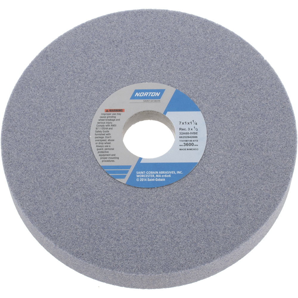 Norton 66252942686 Norton Surface Grinding Wheel: 7" Dia, 1" Thick, 1-1/4" Arbor, 60 (66252942686)