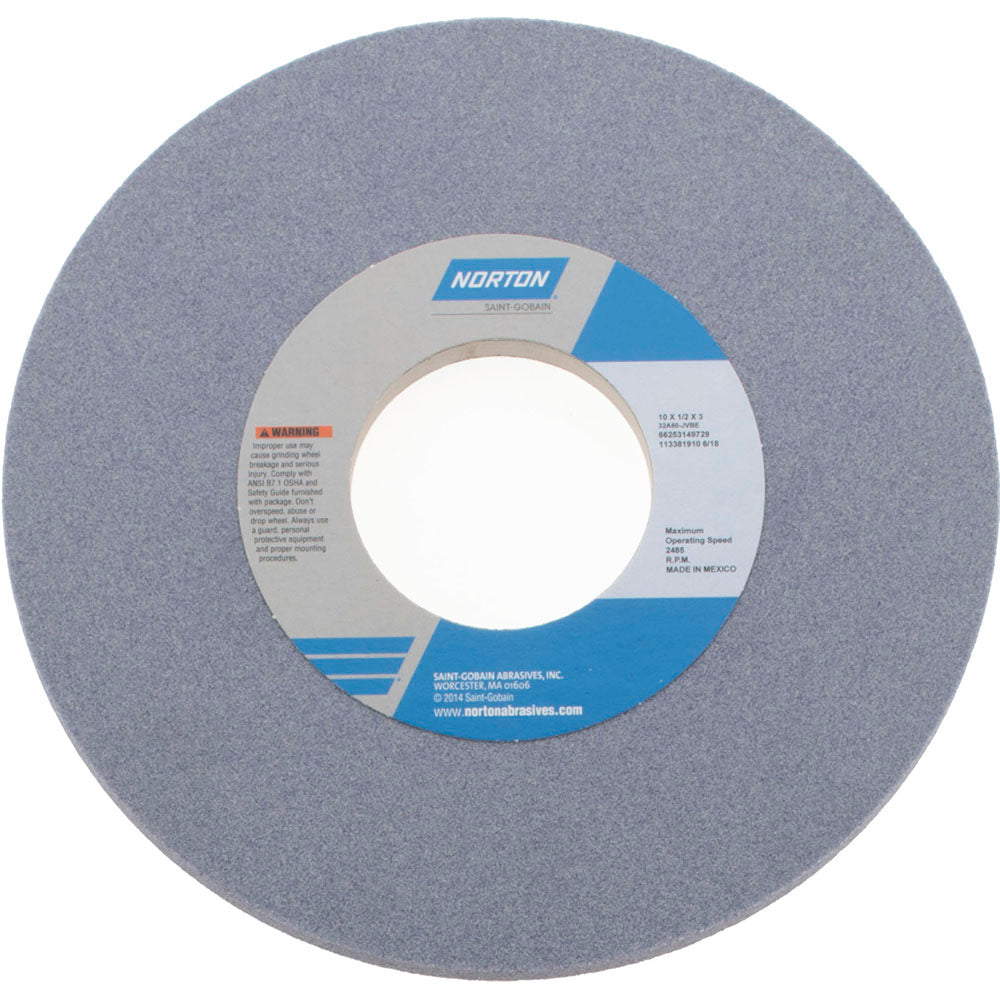 Norton 66253149729 Norton Surface Grinding Wheel: 10" Dia, 1/2" Thick, 3" Arbor, 60 (66253149729)