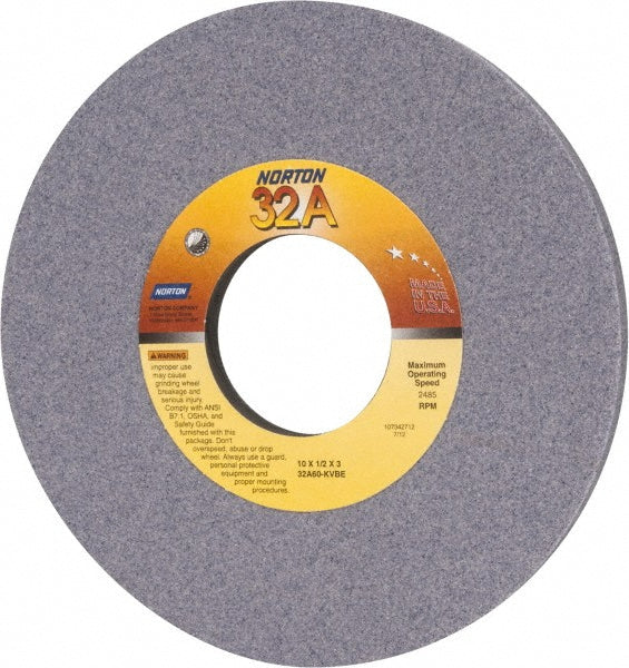 Norton 66253149834 Norton Surface Grinding Wheel: 10" Dia, 1/2" Thick, 3" Arbor, 60 (66253149834)