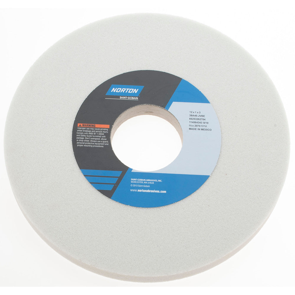 Norton 66253262704 Norton Surface Grinding Wheel: 12" Dia, 1" Thick, 3" Arbor, 46 Grit (66253262704)
