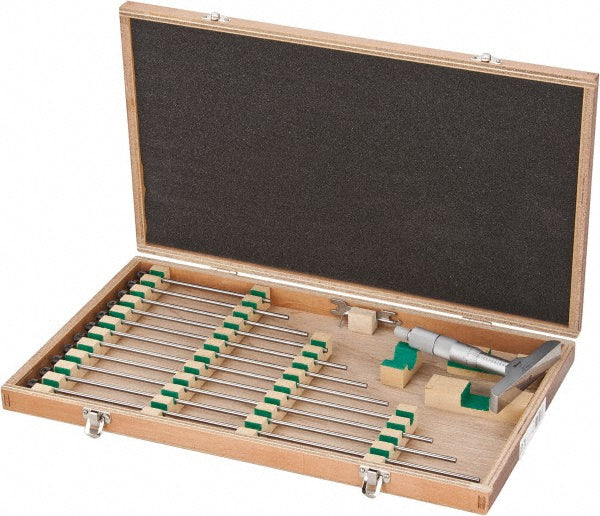 Mitutoyo 129-150 Mitutoyo Mechanical Depth Micrometer: 12'' Range, 12 Rods, Satin (129-150)