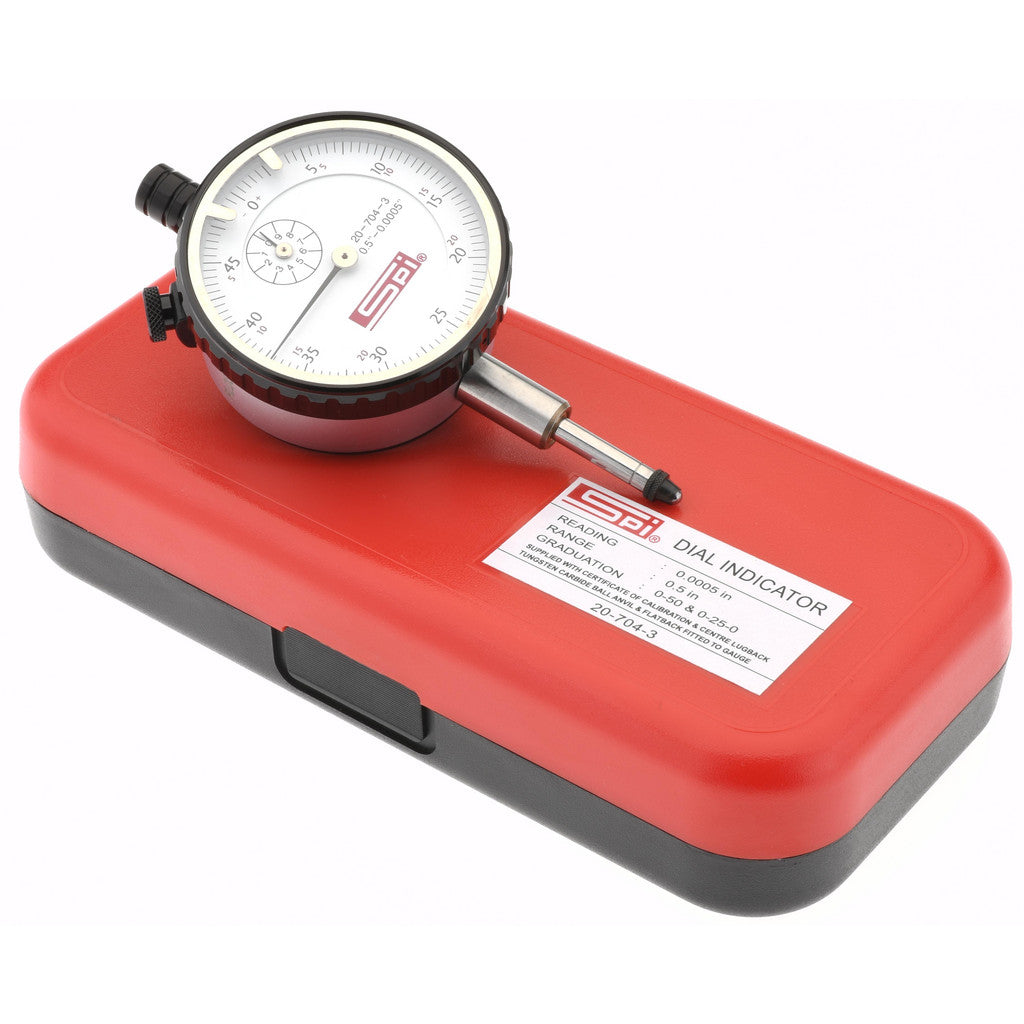 SPI 20-704-3 SPI Dial Drop Indicator: 1/2" Max, 0-25-0 & 0-50 Dial Reading (20-704-3)