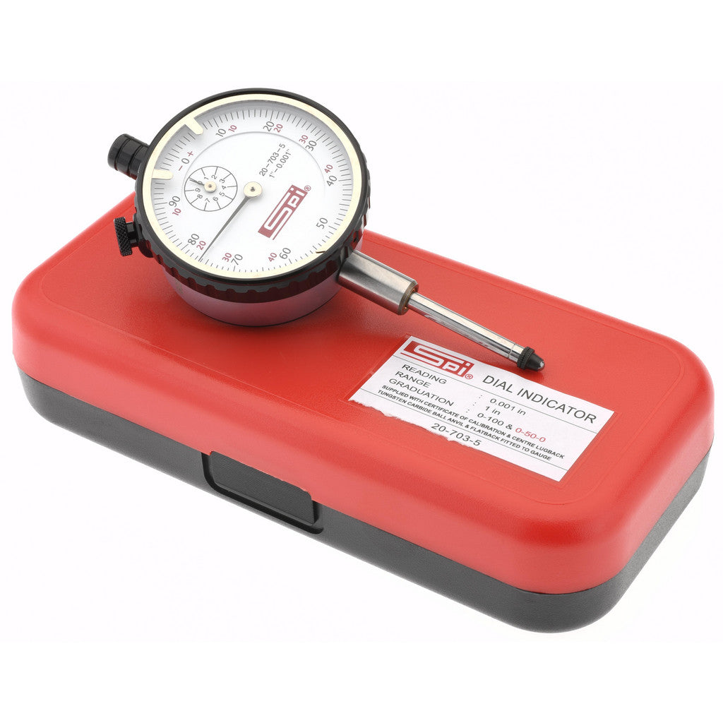 SPI 20-703-5 SPI Dial Drop Indicator: 1" Max, 0-100 & 0-50-0 Dial Reading (20-703-5)