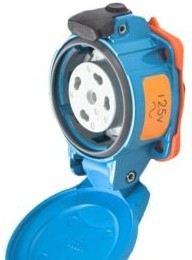 Meltric Plugs & Receptacles 09-N4075 - PN20 RECEPTACLE METAL BLUE SIZE 1 TYPE 4X 1P+N+G (09-N4075)