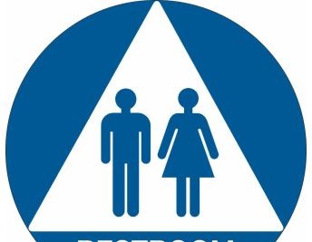 Brady Signs & Signage 106181 - Restroom Sign, 12 Dia, Plastic, White on Blue (106181)