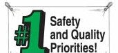 Brady Signs & Signage 106332 - Safety And Quality 1 Priorities, 3' H x 5' W, Vinyl (106332)