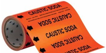 Brady Labels 108744 - CAUSTIC SODA Pipe Marker, 30' H x 8 W, Roll of (108744)