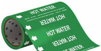 Brady Labels 109219 - Hot Water Pipe Marker, 30' H x 8 W, Roll of 30' (109219)