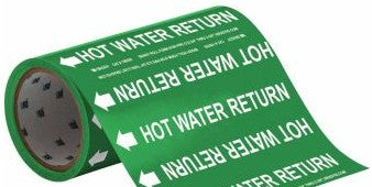 Brady Labels 109250 - Hot Water Return Pipe Marker, 30' H x 8 W, Roll of (109250)