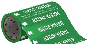 Brady Labels 109865 - Waste Water Pipe Marker, 30' H x 8 W, Roll of 30' (109865)