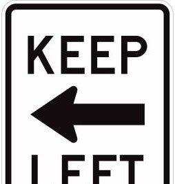 Brady Signs & Signage 113287 - Keep Left Sign, 24 H x 18 W x 0.090 D, Black on (113287)