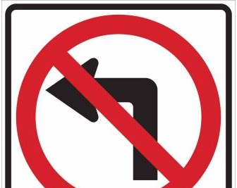 Brady Signs & Signage 115508 - No Left Turn Sign, 24 H x 24 W x 0.090 D, Aluminum (115508)