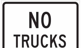 Brady Signs & Signage 115534 - No Trucks Sign, 18 H x 24 W x 0.090 D, Aluminum (115534)