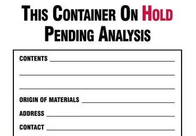 Brady Labels 121140 - THIS CONTAINER ON HOLD PENDING ANALYSIS, Gloss (121140)