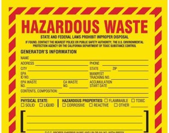 Brady Labels 121152 - CALIFORNIA HAZARDOUS WASTE Labels (121152)