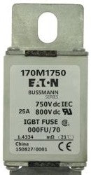 Bussmann Fuses 170M1750 - Fuse-link, high speed, 25 A, DC 750 V, size 000 (170M1750)