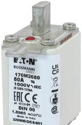 Bussmann Fuses 170M2680 - Fuse-link, high speed, 80 A, AC 1000 V, DIN 00 (170M2680)