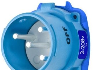 Meltric Plugs & Receptacles 33-18163 - Inlet, 20A, 208V, 3P+G, Poly, DS20 Decontactor (33-18163)
