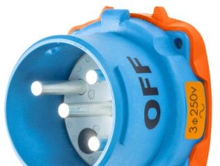 Meltric Plugs & Receptacles 33-68073 - Inlet, 60A, 250V, 3P+G, Poly, DS60 (33-68073)