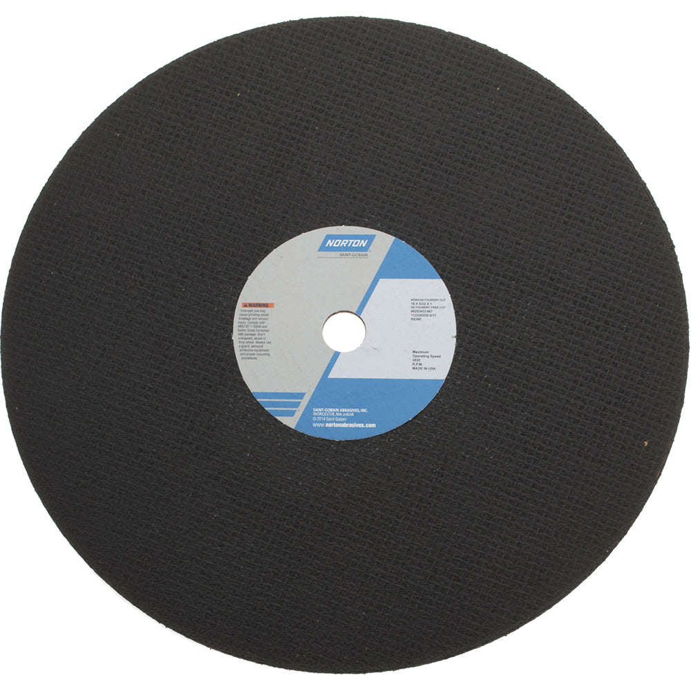 Norton 66253431487 Norton Cut-Off Wheel: Type 1 (01/41), 16 Dia, 5/32" Thick, 1" (66253431487)
