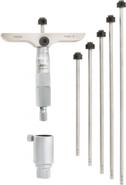 SPI MS170105004 SPI Mechanical Depth Micrometer: 150 mm Range, 6 Rods (MS170105004)