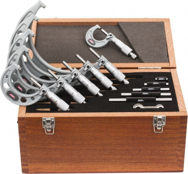 SPI CMS160622022 SPI Mechanical Outside Micrometer Set: 6 Pc, 0 to 150 mm, 0.0100 (CMS160622022)