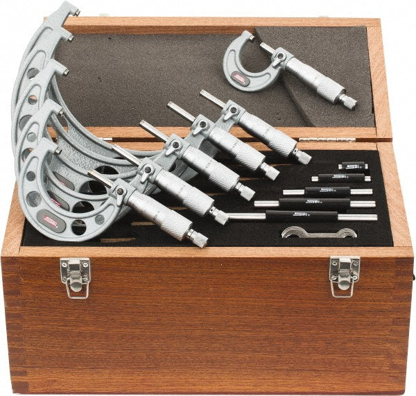 SPI CMS160622018 SPI Mechanical Outside Micrometer Set: 6 Pc, 0 to 6" Measurement (CMS160622018)
