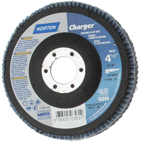 Value Collection N03531 Value Collection Flap Disc: 4-1/2" Dia, 7/8" Hole, 40 Grit - Pack of 5 (N03531)