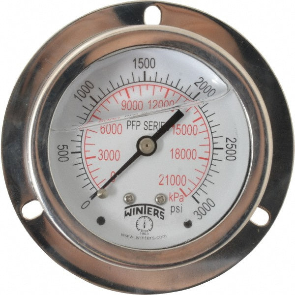 Winters PFP931-25FF-SG. Winters Pressure Gauge: 2-1/2" Dial Dia, 0 Min psi, 3000 Max (PFP931-25FF-SG.)
