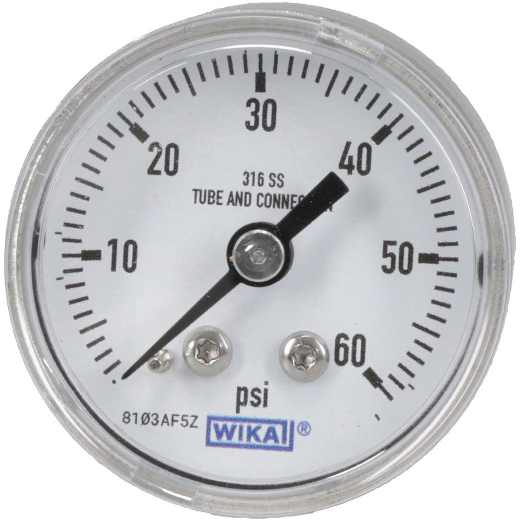 Wika 9118101 Wika Pressure Gauge: 1-1/2" Dial Dia, 0 Min psi, 60 Max psi, 1/8" (9118101)