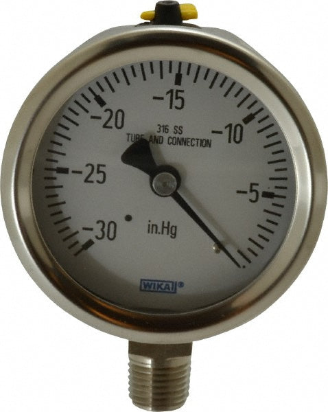 Wika 9768777 Wika Pressure Gauge: 2-1/2" Dial Dia, 0 Min psi, 30 Max psi, 1/4" (9768777)
