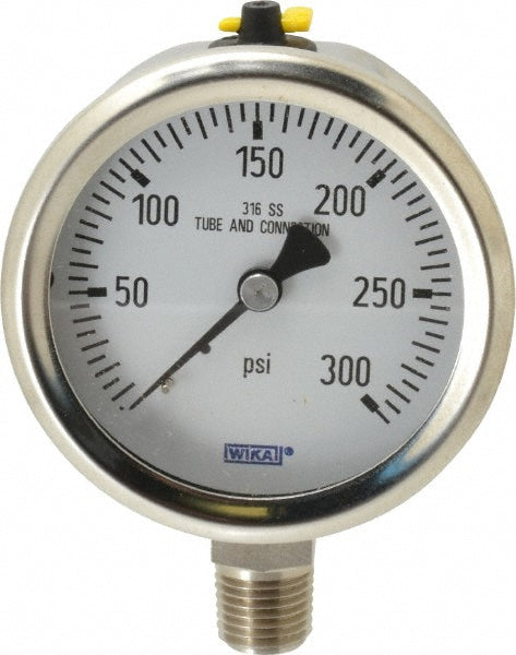 Wika 9768670 Wika Pressure Gauge: 2-1/2" Dial Dia, 0 Min psi, 300 Max psi, 1/4" (9768670)