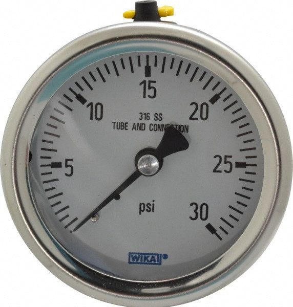 Wika 9768343 Wika Pressure Gauge: 2-1/2" Dial Dia, 0 Min psi, 30 Max psi, 1/4" (9768343)