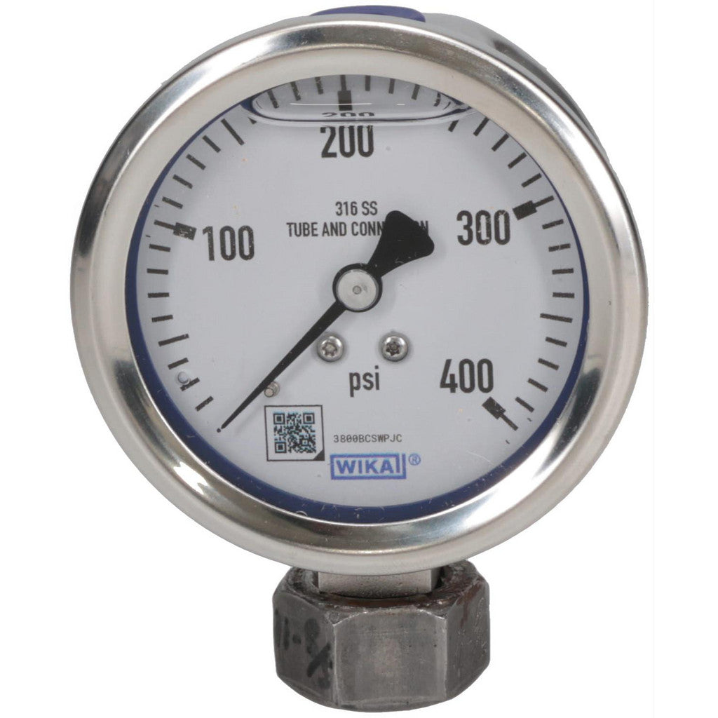 Wika 9833531 Wika Pressure Gauge: 2-1/2" Dial Dia, 0 Min psi, 400 Max psi, 1/4" (9833531)